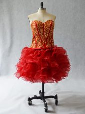Excellent Organza Sleeveless Mini Length Pageant Dresses and Beading and Ruffles