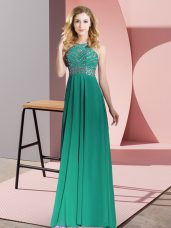 Beauteous Dark Green Prom Party Dress Prom and Party with Beading Scoop Sleeveless Backless