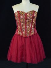 Sleeveless Lace Up Mini Length Beading Club Wear