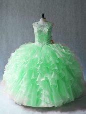 Beading and Ruffles Quinceanera Dress Lace Up Sleeveless Floor Length