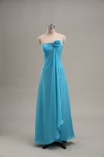 Lovely Hand Made Flower Prom Evening Gown Teal Zipper Sleeveless Floor Length