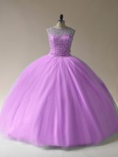 Sleeveless Lace Up Floor Length Beading Sweet 16 Dresses