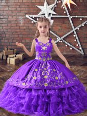 Floor Length Lavender Pageant Dress Toddler Straps Sleeveless Lace Up