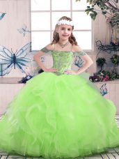 Off The Shoulder Sleeveless Lace Up Little Girls Pageant Dress Wholesale Tulle