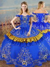 High End Sleeveless Lace Up Floor Length Embroidery 15th Birthday Dress