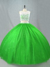 Unique Green Sleeveless Tulle Zipper Sweet 16 Dresses for Sweet 16 and Quinceanera