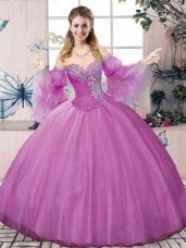 Elegant Sleeveless Lace Up Floor Length Beading 15th Birthday Dress