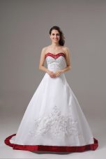 High Class White Ball Gowns Beading and Embroidery Wedding Gowns Lace Up Satin Sleeveless