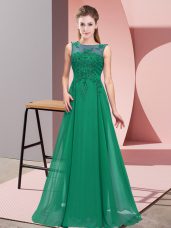 Dark Green Scoop Neckline Beading and Appliques Damas Dress Sleeveless Zipper