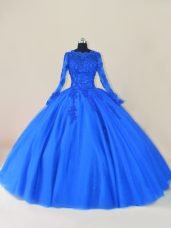 Stylish Long Sleeves Lace and Appliques Zipper Quinceanera Dress