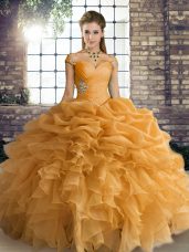 Floor Length Ball Gowns Sleeveless Orange Sweet 16 Dresses Lace Up