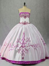 Fashion White And Purple Lace Up Quinceanera Dresses Embroidery Sleeveless Floor Length