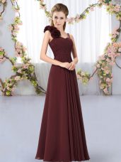 Most Popular Brown Sleeveless Hand Made Flower Floor Length Vestidos de Damas