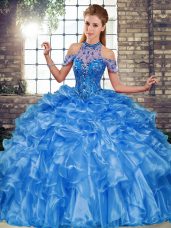 Sleeveless Beading and Ruffles Lace Up Sweet 16 Quinceanera Dress