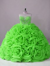 Noble Sweetheart Neckline Beading Quince Ball Gowns Sleeveless Lace Up