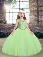 Fashion Sleeveless Lace Up Floor Length Beading Kids Formal Wear