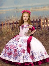 White Sleeveless Embroidery Floor Length Kids Formal Wear