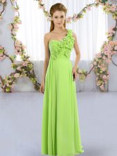 Exceptional Sleeveless Chiffon Lace Up Dama Dress for Quinceanera for Wedding Party
