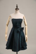Nice Peacock Green Sleeveless Taffeta Zipper Prom Evening Gown for Prom and Party and Military Ball