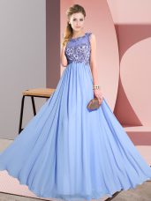 Lavender Sleeveless Beading and Appliques Floor Length Court Dresses for Sweet 16
