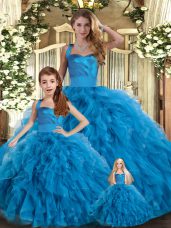 Luxury Tulle Sleeveless Floor Length Vestidos de Quinceanera and Ruffles
