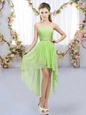 Luxurious Yellow Green Bridesmaid Dress Wedding Party with Beading Sweetheart Sleeveless Lace Up