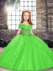 Enchanting Sleeveless Lace Up Floor Length Beading Little Girls Pageant Dress Wholesale