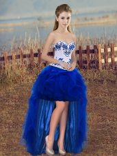 Dramatic Sleeveless Embroidery and Ruffles Lace Up Homecoming Dress Online