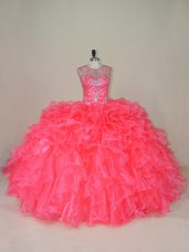 Best Selling Organza Sleeveless 15 Quinceanera Dress and Beading and Ruffles