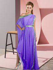 Sleeveless Asymmetrical Sequins Side Zipper Prom Gown with Lavender