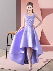 Luxurious Sleeveless Zipper High Low Lace Quinceanera Dama Dress