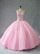 Sleeveless Beading Lace Up Quinceanera Dress