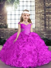 Modern Sleeveless Beading Lace Up Girls Pageant Dresses