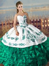 Edgy Ball Gowns Quince Ball Gowns Green Sweetheart Organza Sleeveless Floor Length Lace Up