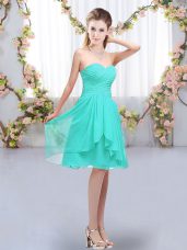 Perfect Sweetheart Sleeveless Chiffon Court Dresses for Sweet 16 Ruffles and Ruching Lace Up