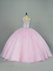 Fantastic Baby Pink Quinceanera Dresses Sweetheart Sleeveless Lace Up