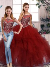 Organza Sleeveless Floor Length Sweet 16 Quinceanera Dress and Beading and Ruffles