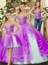 Sleeveless Beading Lace Up Quinceanera Dress