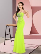 Yellow Green Sweetheart Zipper Beading Evening Dress Sleeveless