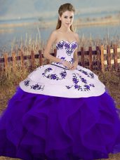 Fantastic Sleeveless Lace Up Floor Length Embroidery and Ruffles and Bowknot Vestidos de Quinceanera
