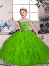 Beauteous Floor Length Girls Pageant Dresses Off The Shoulder Sleeveless Lace Up