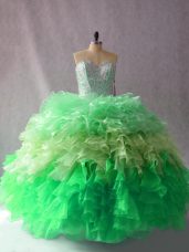 Ball Gowns Sweet 16 Quinceanera Dress Multi-color Sweetheart Organza Sleeveless Floor Length Lace Up