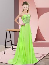 Luxury Empire Evening Dress One Shoulder Chiffon Sleeveless Floor Length Side Zipper