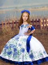 Ball Gowns Little Girls Pageant Dress Wholesale White Off The Shoulder Satin Sleeveless Floor Length Lace Up
