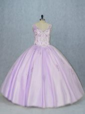Super Tulle Sleeveless Floor Length Quinceanera Gown and Beading