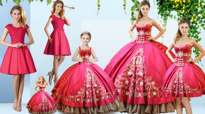 Hot Pink Sweet 16 Dresses Sweet 16 and Quinceanera with Embroidery Sweetheart Sleeveless Lace Up