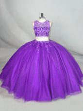 Tulle Sleeveless Quinceanera Dresses and Beading