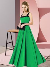 Square Sleeveless Zipper Damas Dress Green Chiffon