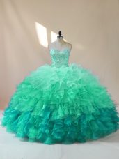 Sweetheart Sleeveless Lace Up Quinceanera Gowns Multi-color Organza