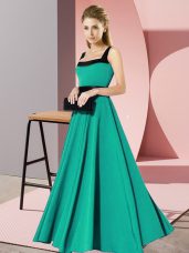High Quality Turquoise Quinceanera Dama Dress Wedding Party with Belt Square Sleeveless Zipper